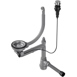 Арматура для полуторачашевых моек Omoikiri WK-1-R-A с клапаном-автомат Сталь 4956164