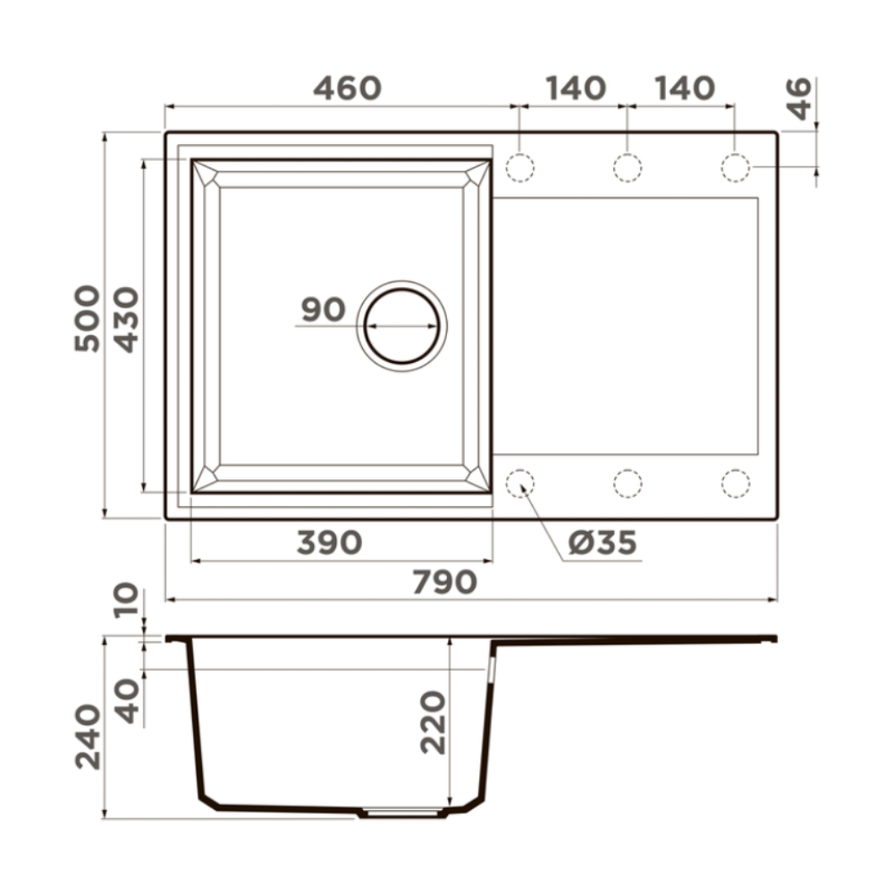 Мойка кухонная Omoikiri Sakaime 79 Черный матовый 4993276 — изображение 4