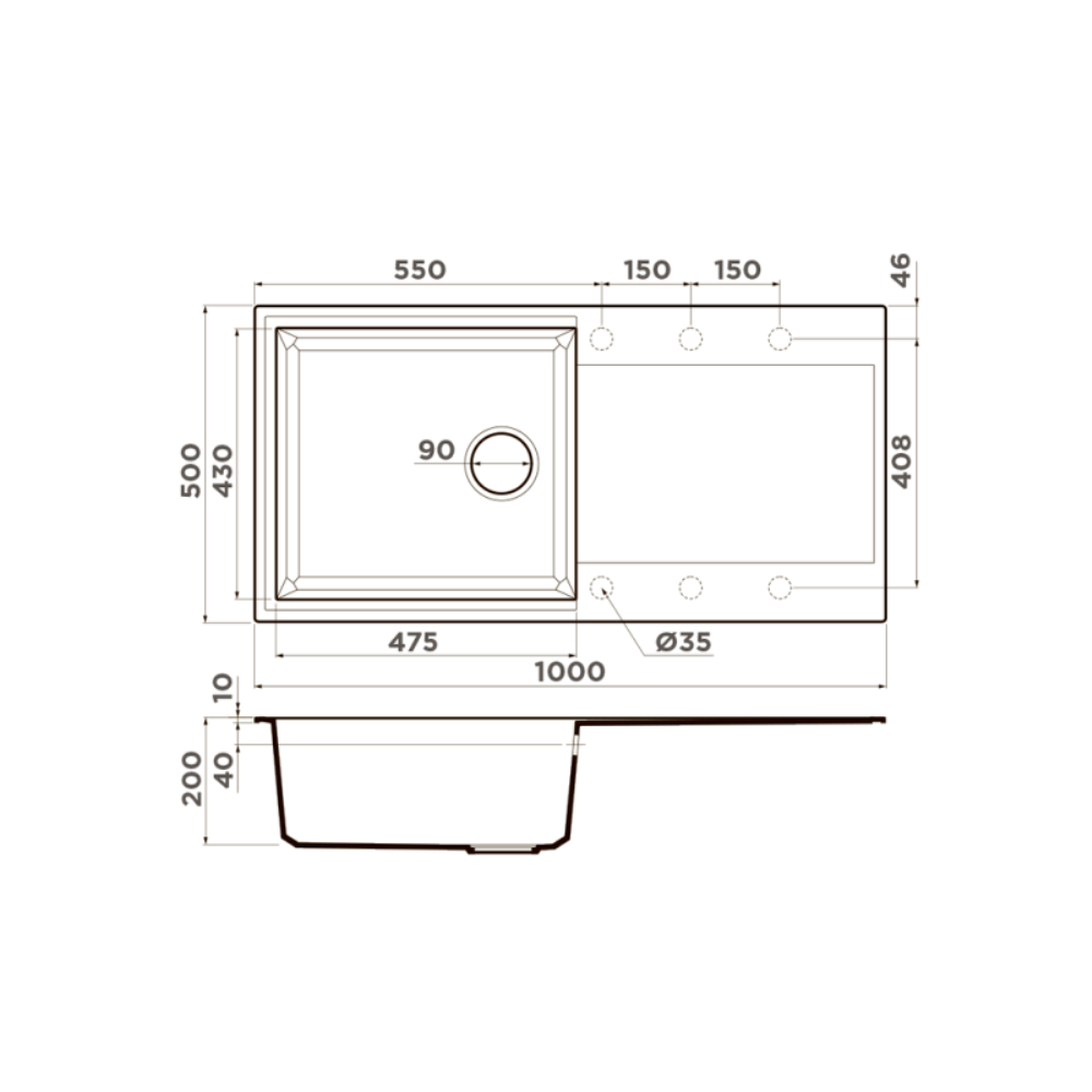 Мойка кухонная Omoikiri Sakaime 100 Серый матовый 4993561 — изображение 4