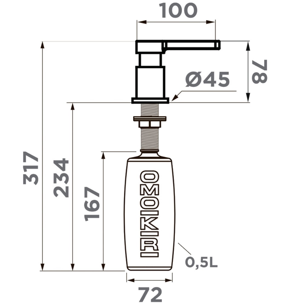 Дозатор встраиваемый Omoikiri OM-04 Сталь 4995048 — изображение 4